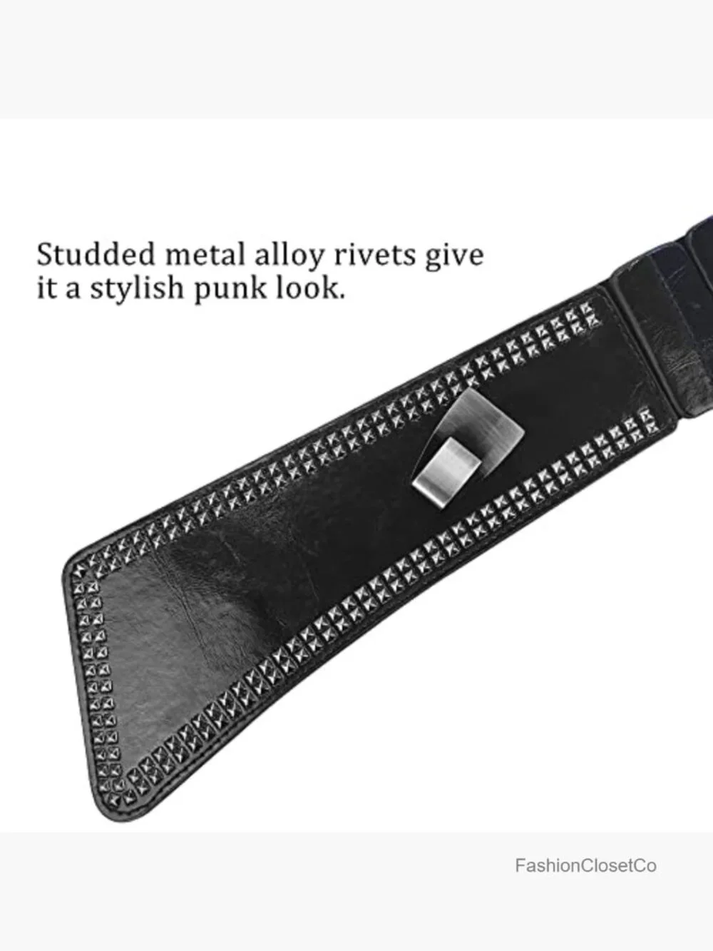 Studded Elastic Wide Punk Chunky Waist Belt for Dresses Retro 80s